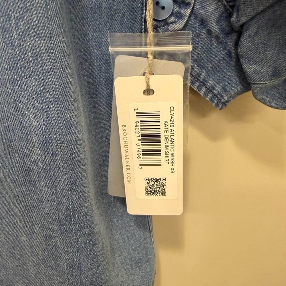 NEW Brochu Walker The Kate Denim Shirt Atlantic Wash XS Blouson Sleeve - Picture 6 of 7